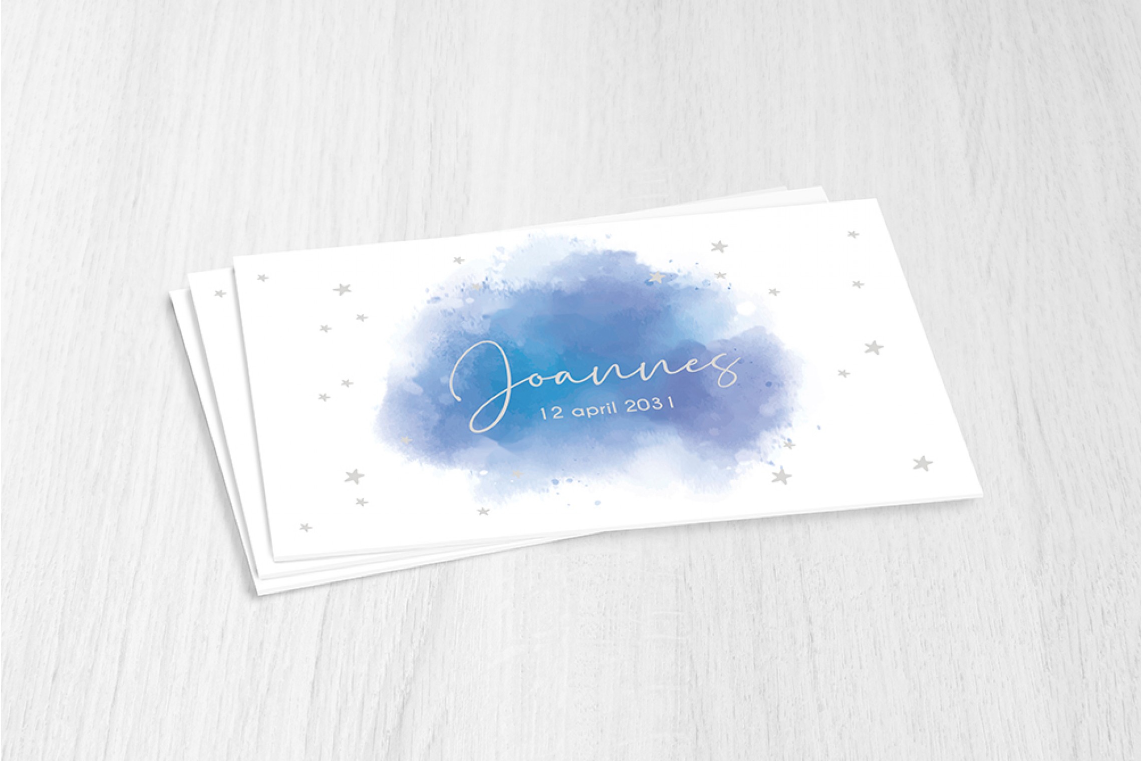 Blauwe aquarel met sterren